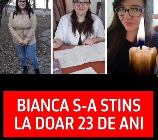 Bianca a murit la doar 23 de ani. Tânăra studentă la Medicină s-a stins subit în timp ce se