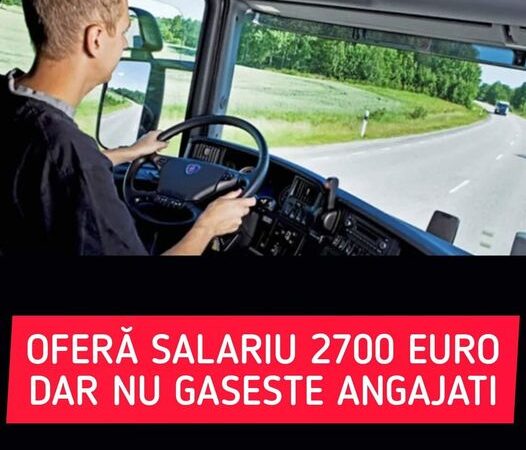 Ai carnet de şofer Te angajează imediat Ofer salarii de 2.700 de euro pe lună pentru 3-4 ore pe zi