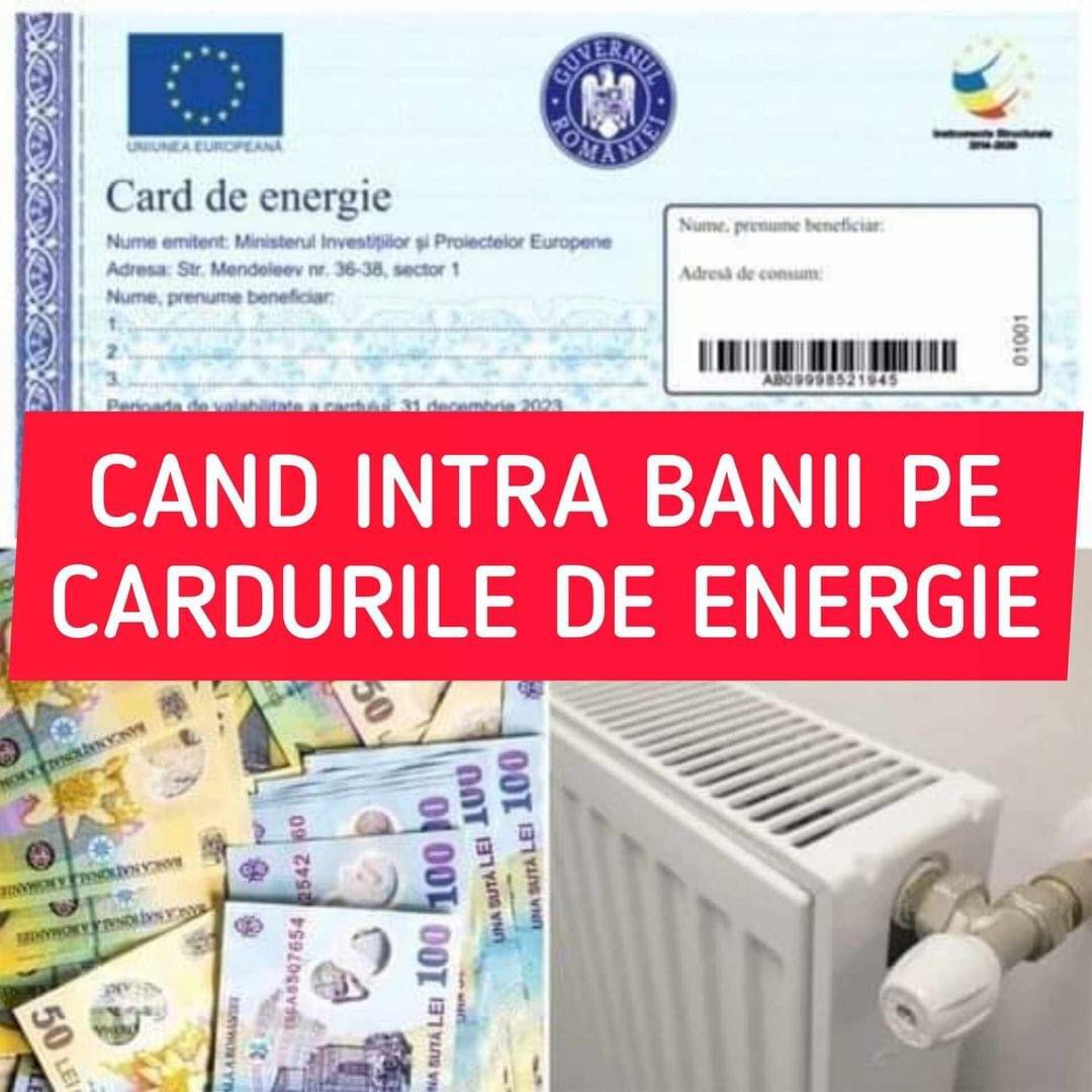 Cand intra banii pe cardurile de energie