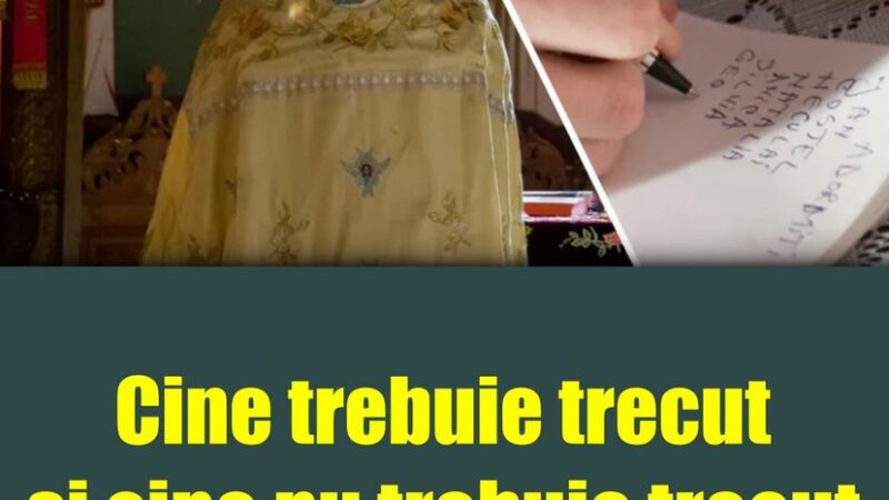 Pomelnicul lista de nume pentru rugaciuni la Sfanta Liturghie