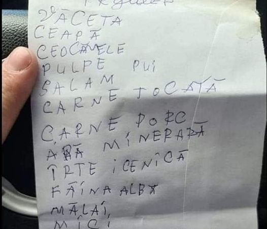 Râzi cu lacrimi. Ce a putut să scrie un român pe lista de cumpărături. Văceta făina alba îrte icenică mici apă minerară