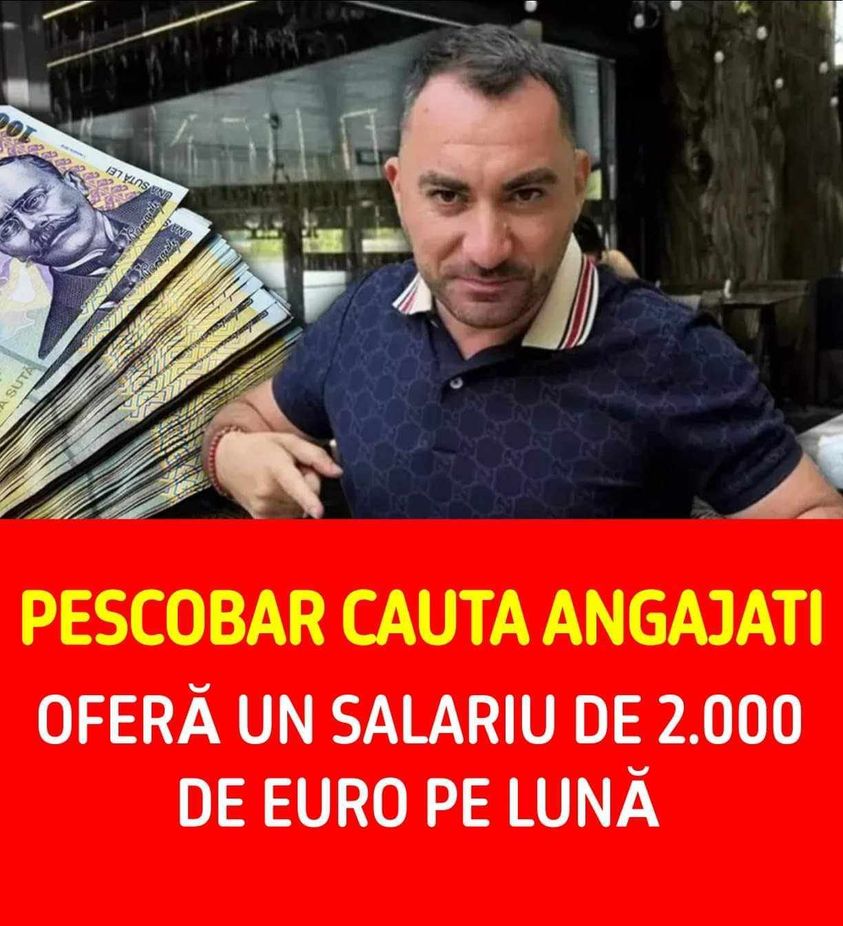 Pescobar oferă un salariu de 2.000 de euro pe lună. Angajatul nici măcar nu trebuie să vină la serviciu