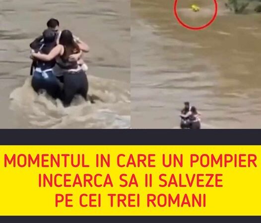 Filmarea în care un pompier încearcă să îi salveze pe cei trei tineri români. Ce s-a întâmplat la scurt timp după ce acesta a intrat în apă