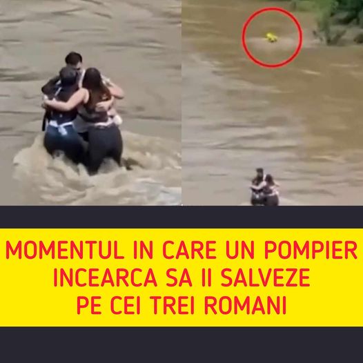 Filmarea în care un pompier încearcă să îi salveze pe cei trei tineri români. Ce s-a întâmplat la scurt timp după ce acesta a intrat în apă