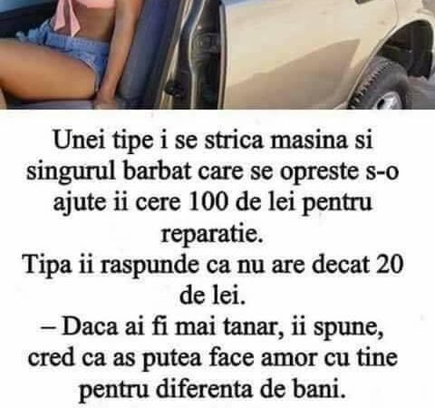 Banc Unei tipe i se strică mașina