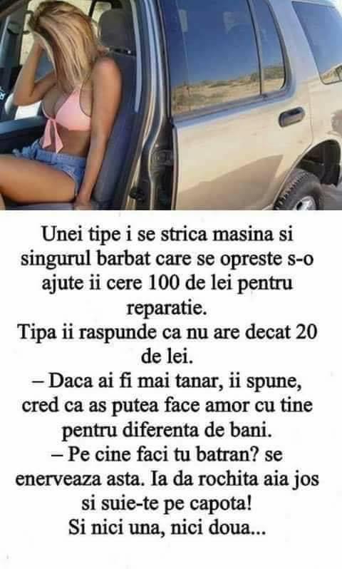 Banc Unei tipe i se strică mașina