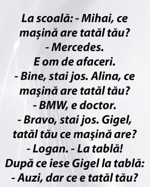 BANCUL ZILEI  LA ȘCOALĂ MIHAI CE MAȘINĂ ARE TATĂL TĂU E OM DE AFACERI ȘI ARE MERCEDES