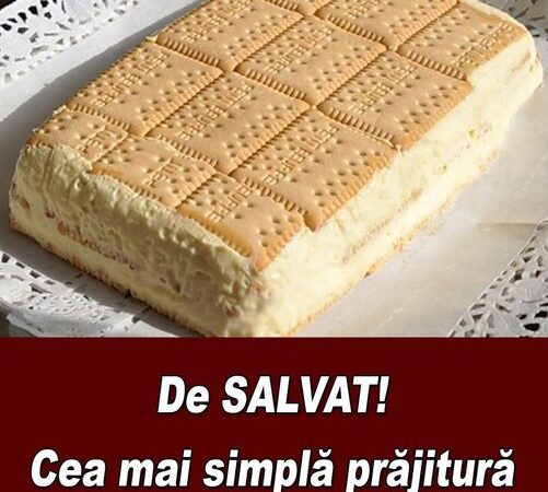 Prăjitură fără coacere cu biscuiți și cremă de vanilie