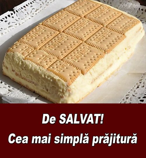 Prăjitură fără coacere cu biscuiți și cremă de vanilie