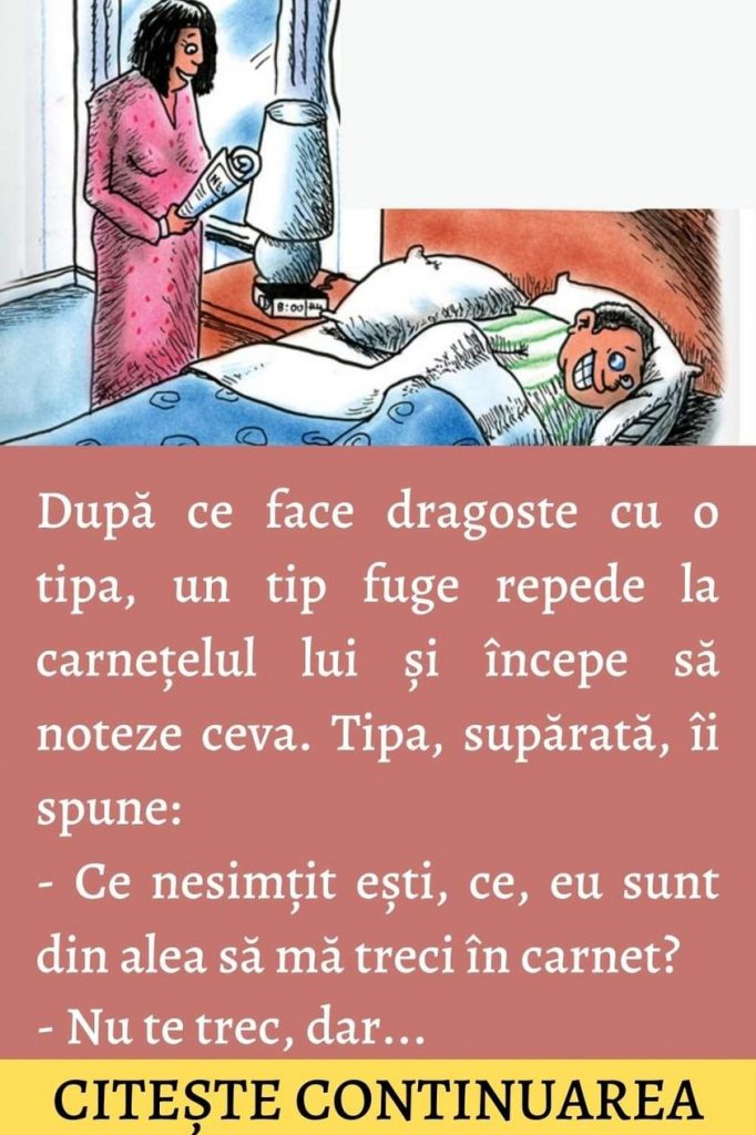 După ce face dragoste cu o tipa un tip fuge repede la carneţelul lui şi începe să noteze ceva. Tipa supărată îi spune