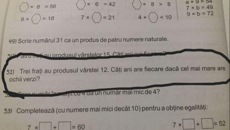 Trei Fraţi Au Produsul Vârstei 12. Câţi Ani Are Fiecare Dacă Cel Mai Mare Are Ochii Verzi Întrebarea Din Cartea De Clasa A 2-A Care A Stârnit Furia Și Isteria Avem Răspunsul La Testul Care A Dat Tuturor Bătăi De Cap E Foarte Simplu