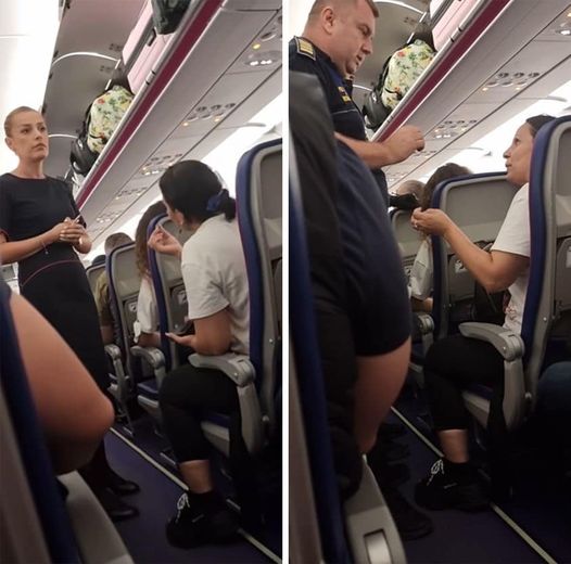 Motivul pentru care românca din imagine a fost dată afară de către stewardesă dintr-un avion WizzAir