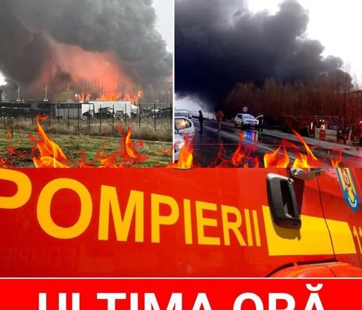 Video. Incendiu puternic în Craiova. Mesaj RO-Alert pentru populație, intervin mai multe echipaje de pompieri