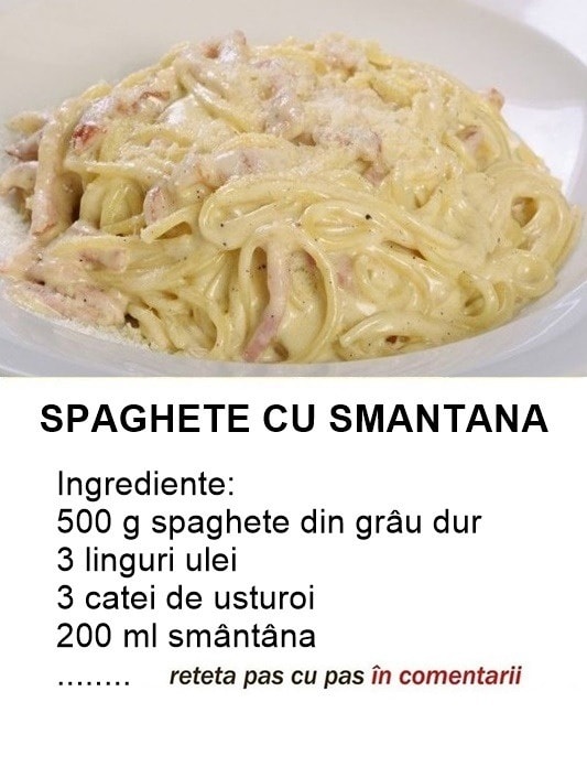 Aceasta reteta de spaghete cu smantana a cucerit pe toata lumea. La noi in casa a devenit obligatorie in fiecare weekend