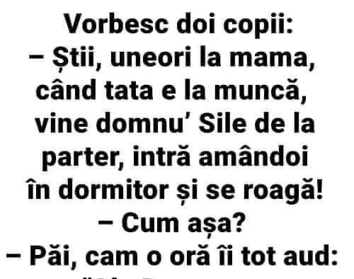 Vorbesc doi copii Stii uneori la mama cand tata e la munca vine domnu Sile