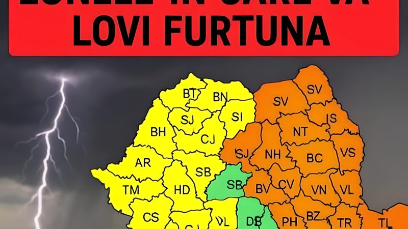 Cod roșu și portocaliu de vreme severă emis de ANM. Furtuni violente și grindină în mai multe județe