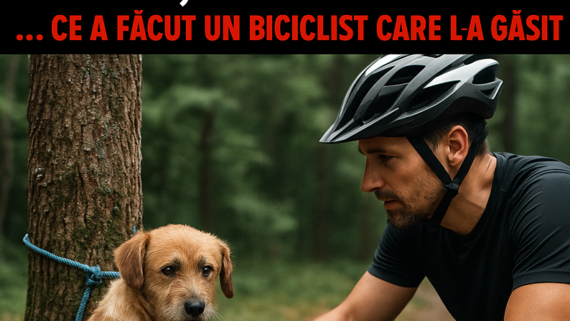 🐾 Era legat de un copac, abandonat… Ce a făcut un biciclist care l-a găsit a emoționat o lume întreagă!